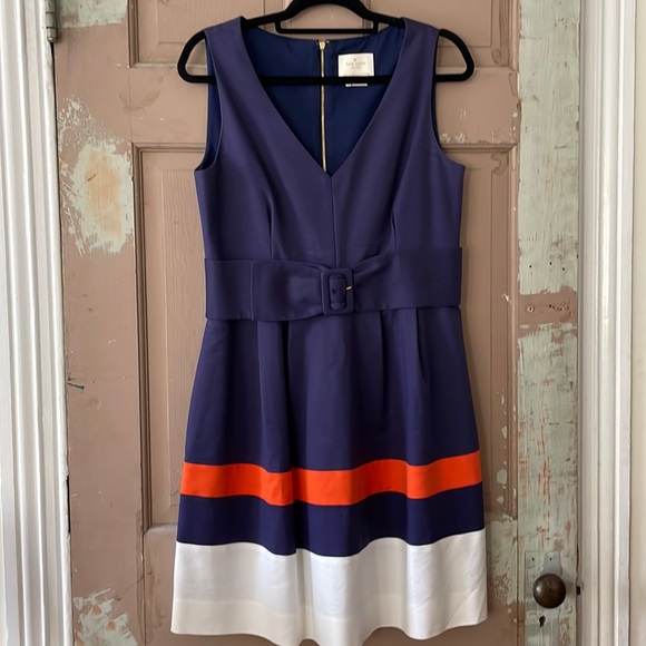 Kate Spade Navy and Orange Belted Dress - Picture 3 of 12